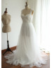 Tulle Sequin Cross Back Long Wedding Dress